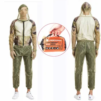 

Outdoor Three Piece Net Anti Mosquito Jacket Jungle Adventure Fishing Mosquito Proof Coat Gloves Pants Hunting Accessories