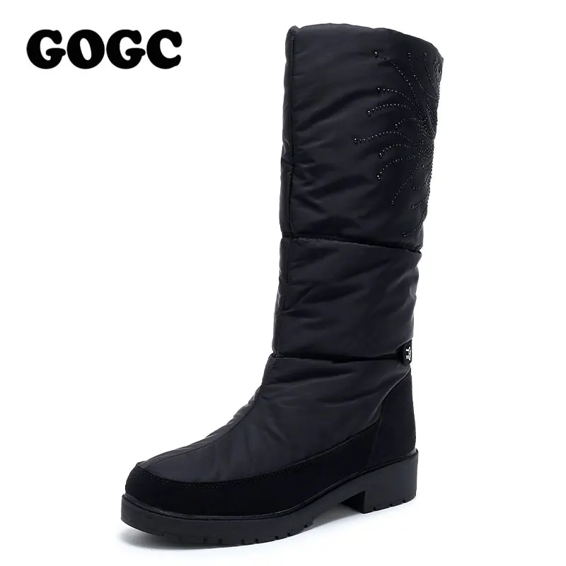 Comprar GOGC mujer botas de mediados ternero botas de mujer 2019 mujer botas de invierno nieve botas zapatos para mujer botas de invierno waterproof9941