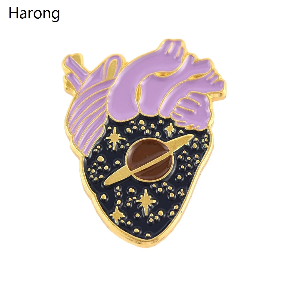 

Personality Creative Planet Star Heart Enamel Brooch Pin Abstract Fashion Small Alloy Pins Badge Jewelry For Woman Student Gift