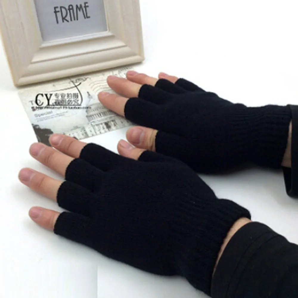 1 Pair Half Finger Fingerless Gloves Unisex Warm Knitted Stretch Elastic Winter Outdoor Warm Winter Mitten Sports Cycling Gloves mens knitted gloves Gloves & Mittens