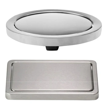 

Hot XD-Kitchen Flap Lid Stainless Steel Flush Recessed Built-In Balance Flap Cover Trash Bin Garbage Can Trash Lid Kitchen Count