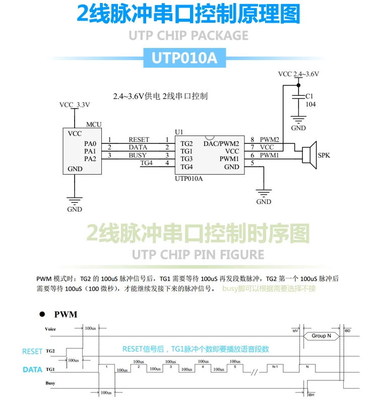 Utp010a голосовой Чип 8-pin пользовательский модуль голоса OTP музыка интегральная схема Sop8 DIP8 изоляция