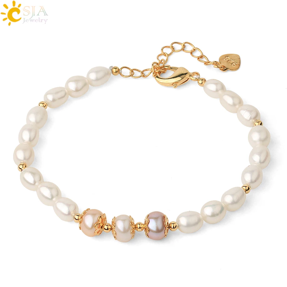 Браслеты CSJA нестандартные с жемчугом в стиле барокко регулируемые ювелирные