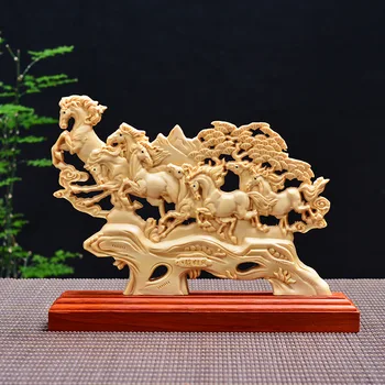 

Wood carving horse, eight horses, wooden crafts gifts Home desktop decoration office ornaments (A1007)