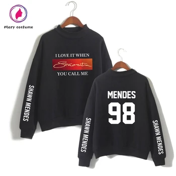 

Shawn mendes-Senorita Album High neck Sweatshirt women New Fashion white sweatshirt female Trend High neck Harajuku Streetwear