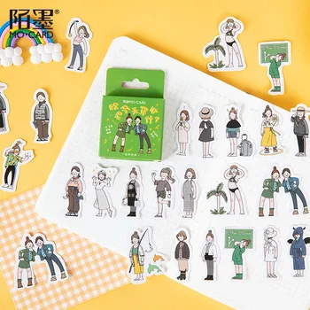 

46pcs Cute And Chic Girl Series Boxed Stickers Post It Korea Stationery Lovely Stickers Scrapbooking Decorate