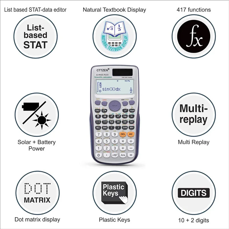 Научный калькулятор 417 функций солнечной и кнопочной батареи питания Calculadora Cientifica студенческий школьный калькулятор FX-991es Plus