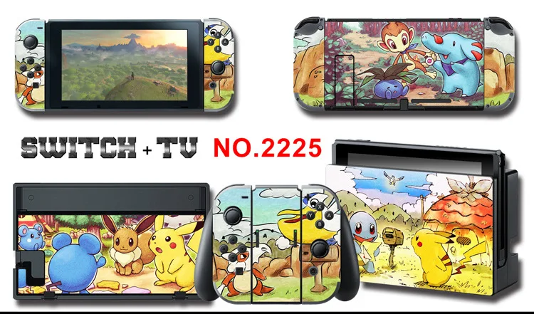 1set New Cute Anime Full Body Sticker for NS Switch Protective Cover Skin Colorful Art for Game Console Joy-Con Controller Decor