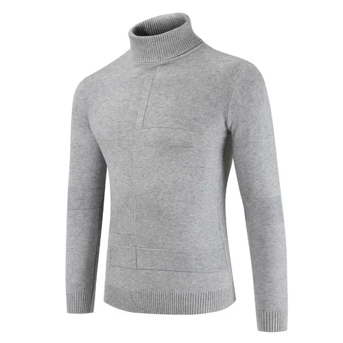 16 Colors GustOmerD Winter Pullovers Sweater Men Fashion Slim Fit England Style Mens Sweaters Casual Warm Turtleneck Men - Цвет: 170-grey