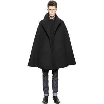 

Club hip-hop High Street Style Wizard Cape Personality Shawl Trendy men fall and winter style thickened wool coat tweed