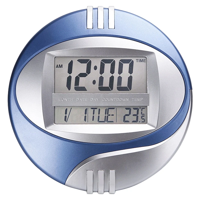  Number Display LED Electronic Wall Clock Snooze Table Clock Mute Bracket Clock Round LCD with Calen