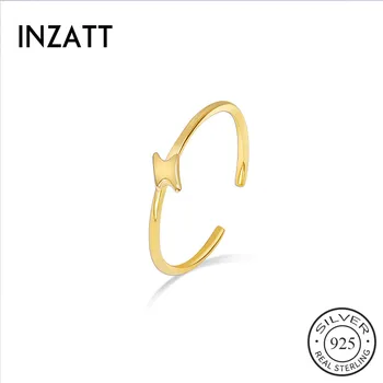 

INZATT Real 925% Sterling Silver Minimalist lightning adjustable Ring For Fashion Women Party Fine Jewelry Geometric Accessories