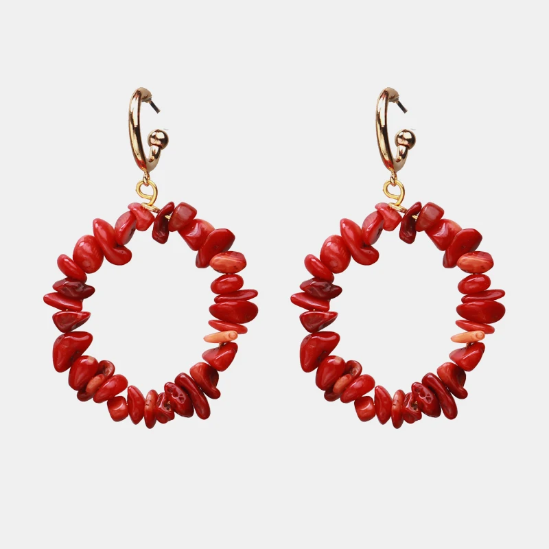 Ztech Red Resin/Crystal Drop Earrings For Women Handmade Fringed Tassel Dangle Statement Wedding Earrings Party Christmas Gift