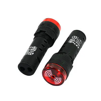 

AC/DC 24V 18mm Red LED Signal Indicator Lamp Alarm Light w Buzzer 2Pcs