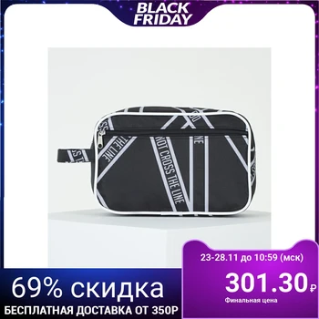 

Travel cosmetic bag, zippered compartment, outer pocket, black