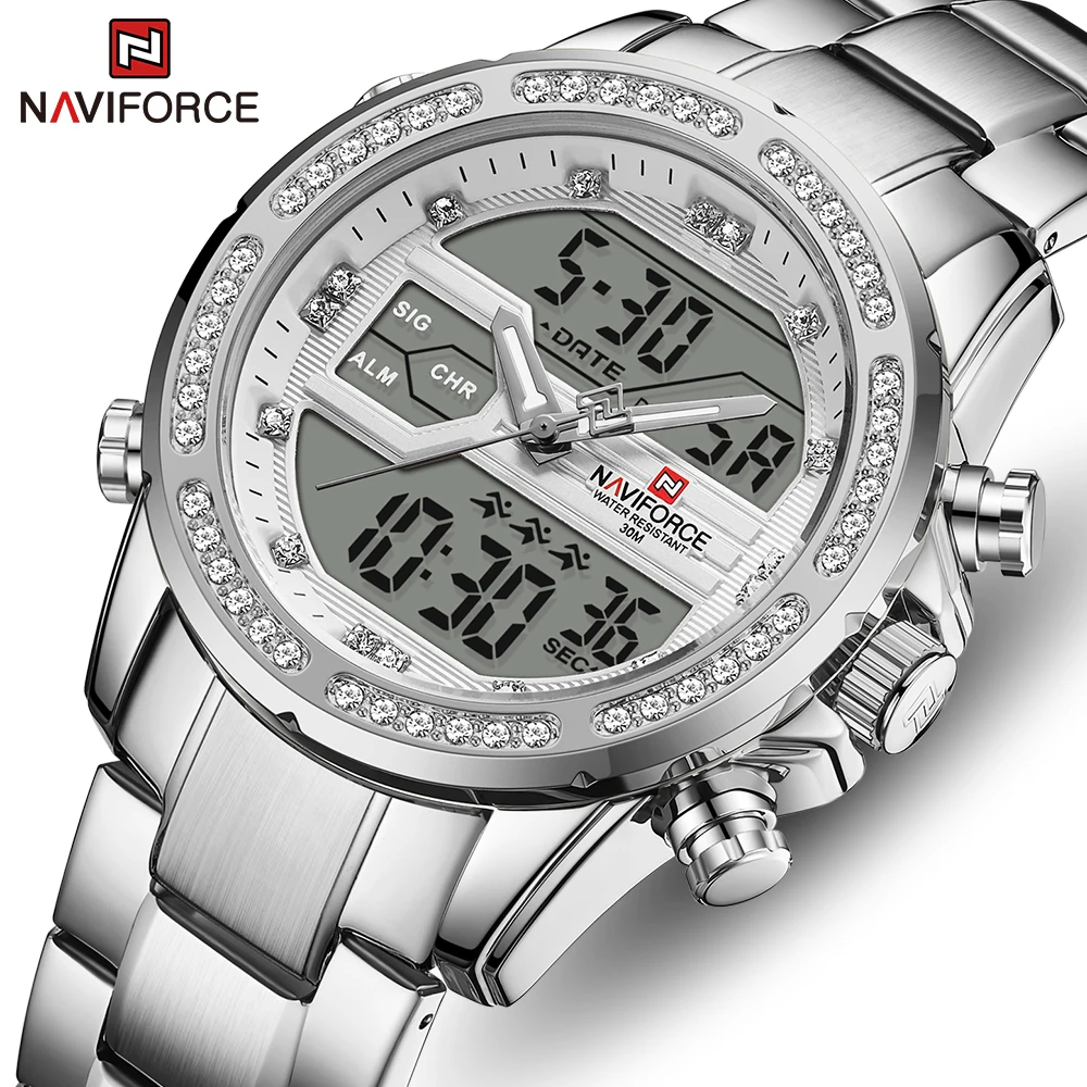 NAVIFORCE мужские часы Топ бренд класса люкс модные из нержавеющей стали Аналоговый