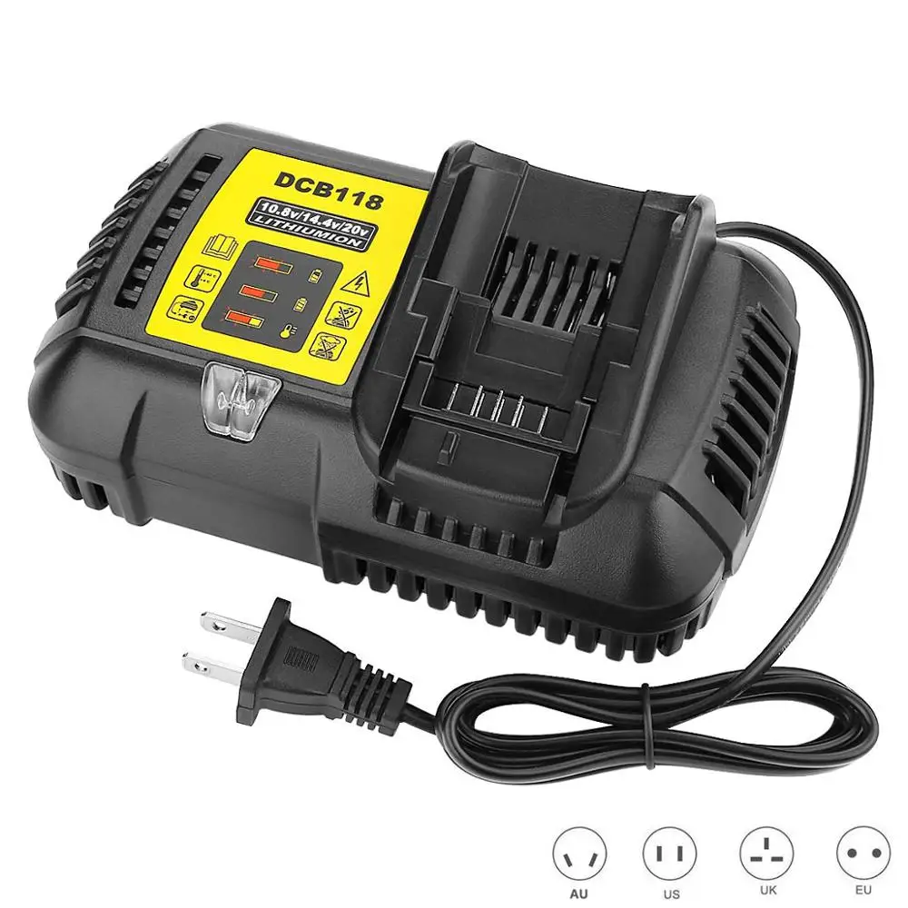 

10.8V 14.4V 20V MAX Fast Battery Charger DCB118 4.5A Fit for Dewalt Lithium-Ion Battery DCB205 DCB206 Replace DCB101 DCB102