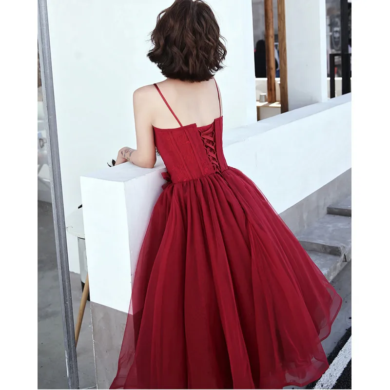 Это Yiiya выпускное платье цвета Бургунди чай Длина vestidos de gala элегантного размера плюс Бургундия Слинг платье для женщин вечерние LF069
