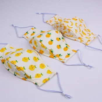 

1 PCS Adult Mask Fruit Printing Pattern PM2.5 Face Mouth Masks Anti-dust 3 Layers Cotton Masks Banana Mango Pineapple Summer