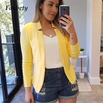 

Fanbety Office Lady Blazer Jacket Women Elegant Fashion Suits Outwear Jackets Female Autumn open Cardigan Coat Blazers plus size