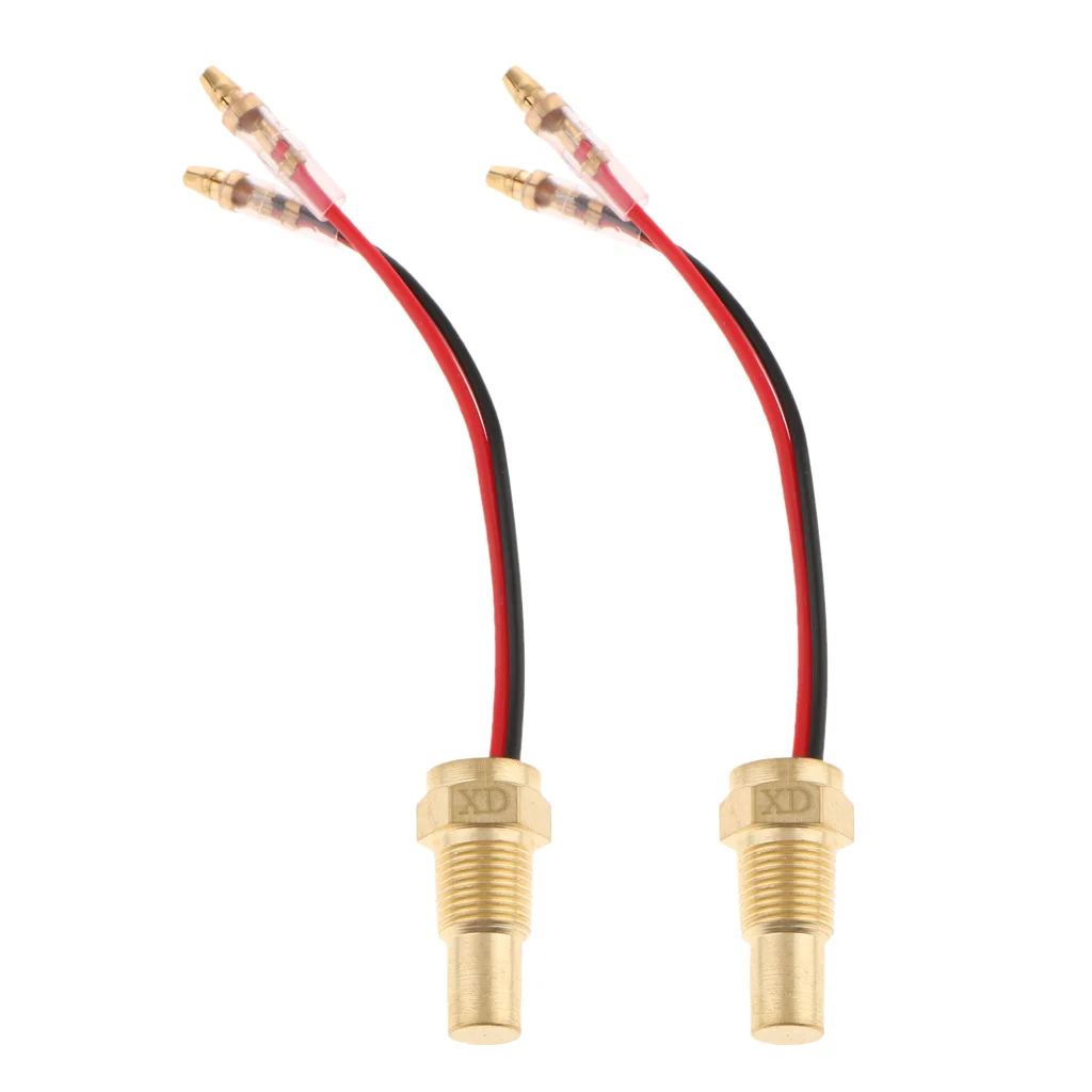 2pcs Vehicle SUV Water Temp Gauge 10mm Head Plug 1/8 Thread Sensor - Yellow