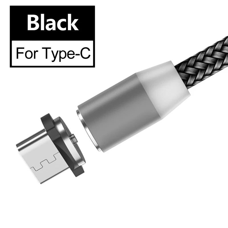Магнитный кабель USB для быстрой зарядки кабель usb type C Магнитный кабель для зарядки данных Micro USB кабель для мобильного телефона USB шнур - Цвет: Black Type-C Cable