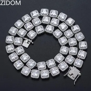 

Men Hip hop iced out bling Tennis chain necklace square AAA Zircon 10mm Tennis Chains necklaces Hiphop jewelry fashion gifts