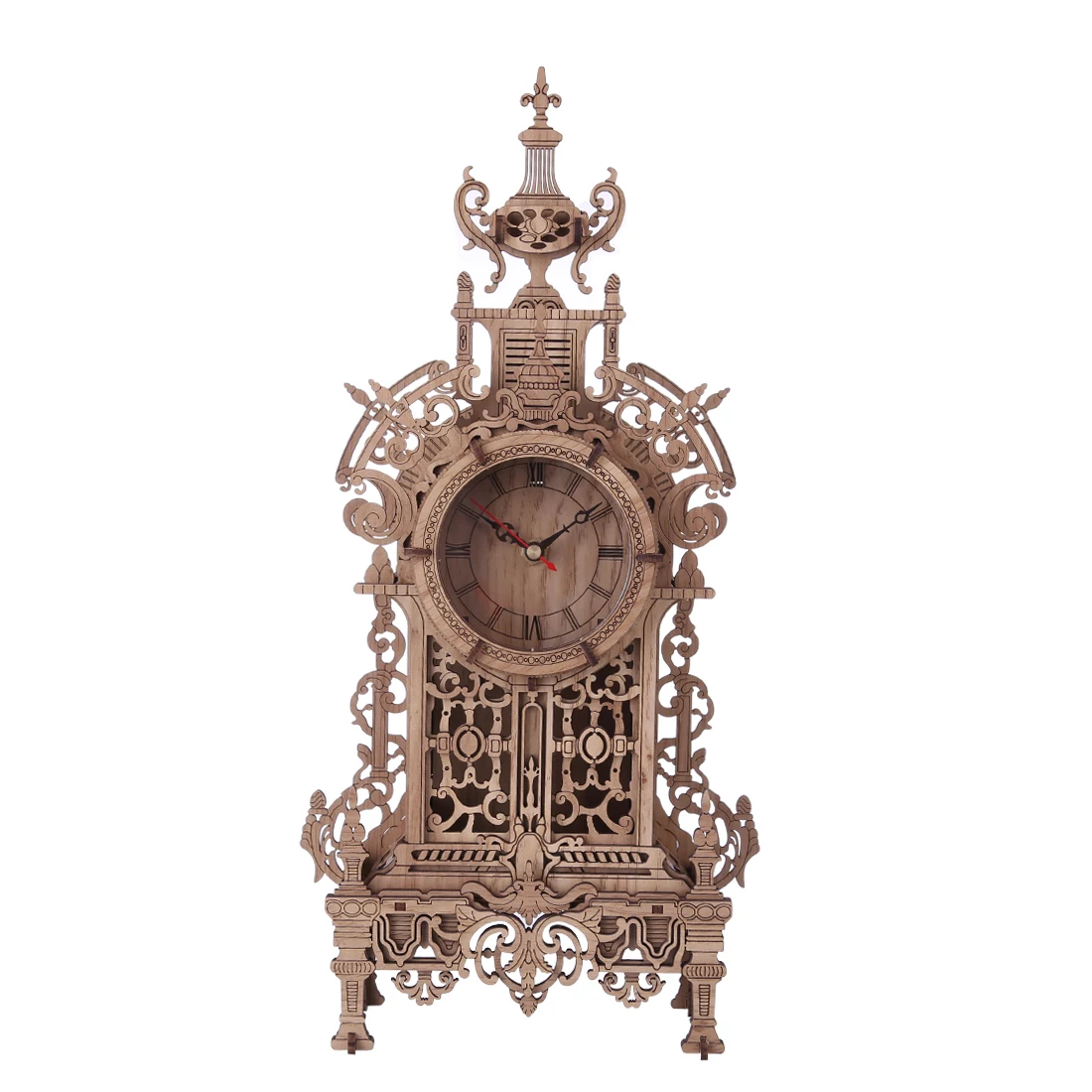 

41Pcs 3D DIY Wooden Clock Puzzle Model Kit Laser Cutting 3D Tower Table Clock Special Gift For Home Table Decor - Oak Color