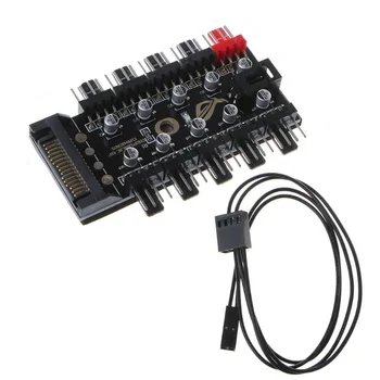 

PWM Fan 10 Hub Sata Molex Cooler Cooling Fan Splitter Cable Fan Speed Controller