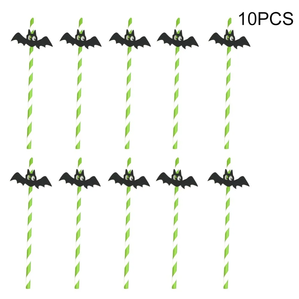 10 шт уникальные соломинки для Хэллоуина, одноразовые соломинки, праздничные вечерние принадлежности