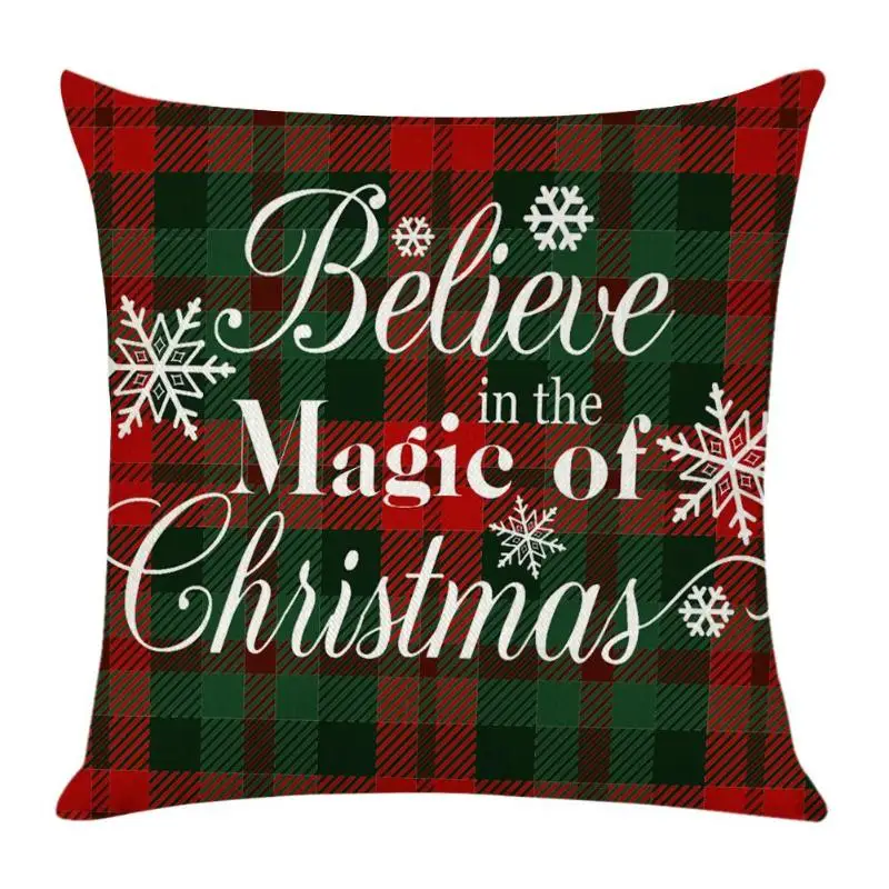 New Year Christmas Gift Santa Claus Elk Car Cushion Linen Pillow Cushion 45*45 cm Pillow Case Sofa Car Cushion Home Decor - Цвет: E