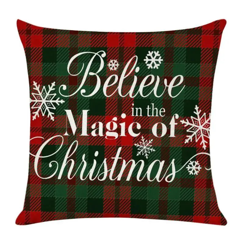 E New Year Christmas Gift Santa Claus Elk Car Cushion Linen Pillow Cushion 45*45 cm Pillow Case Sofa Car Cushion Home Decor - Цвет: E