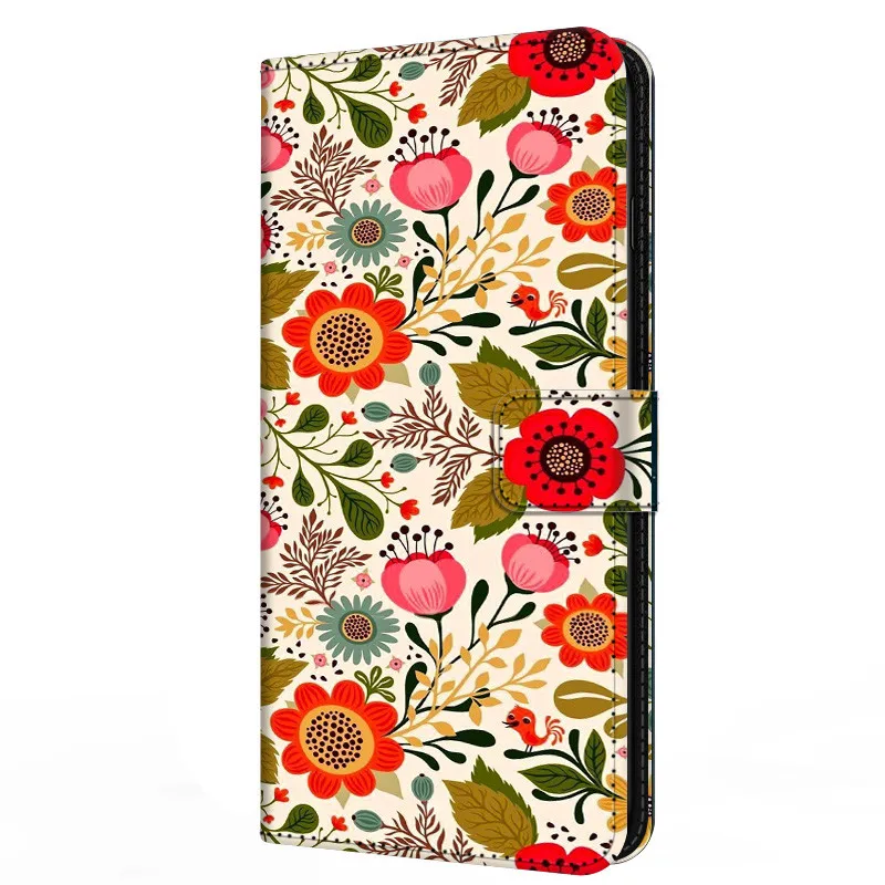 cute samsung cases Leather Flip Case For Samsung Galaxy A5 A6 A7 A8 2018 Plus Wallet Stand Book Cover Magnetic Flower Funda Capas Cute A 7 A6Plus silicone case for samsung Cases For Samsung