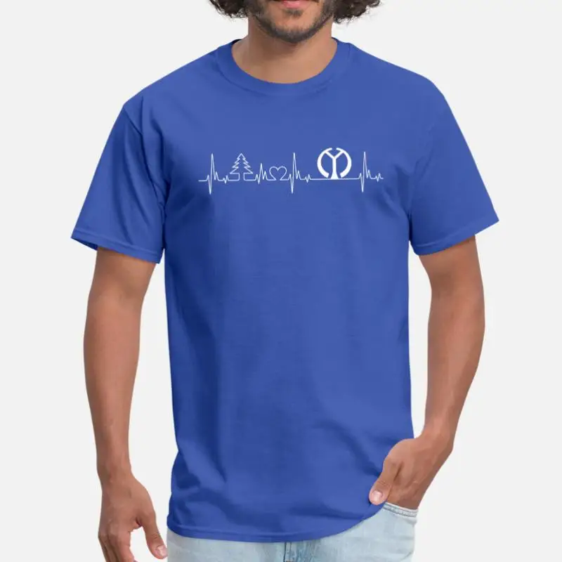 Men-Blue Новинка, футболка Mainz Heartbeat, уродливая, крутая, мужская, хлопок, черная, графическая, футболка большого размера, S-5xl, одноцветная, высокое качество - Цвет: Men-Blue