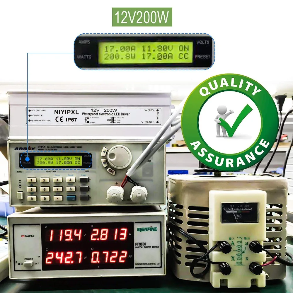 200 ватт Водонепроницаемый IP67 Питание трансформатор адаптер 90 V-130 V переменного тока в постоянный, работающего на постоянном токе 12 В в низкая Напряжение Выход с 3-контактный разъем jk 330
