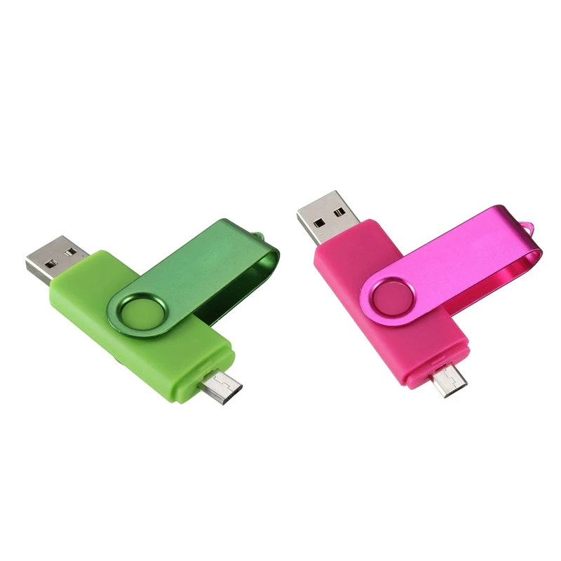 2 Pcs USB Mini Memory Stick 16GB USB 2.0 Memory Flash Drive OTG for Handy PC, Rose Red& Green