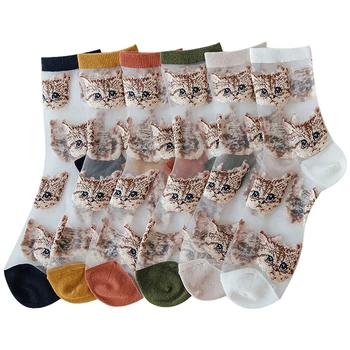 

6pieces=3pair/lot Summer Long Socks 2020 Female Cartoon Socks Cute Funny Cotton Socks Women