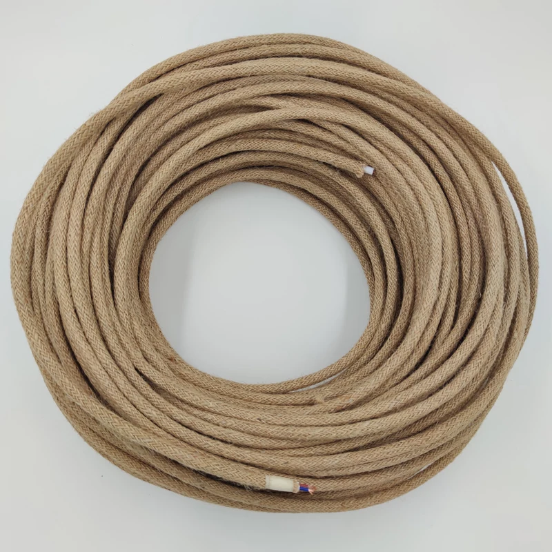 2*0.75mm Retro Electrical Wire Yellow Hemp Rope Pendant Lamp Cord Vintage Edison E27 Lamp Base Overhead Cable