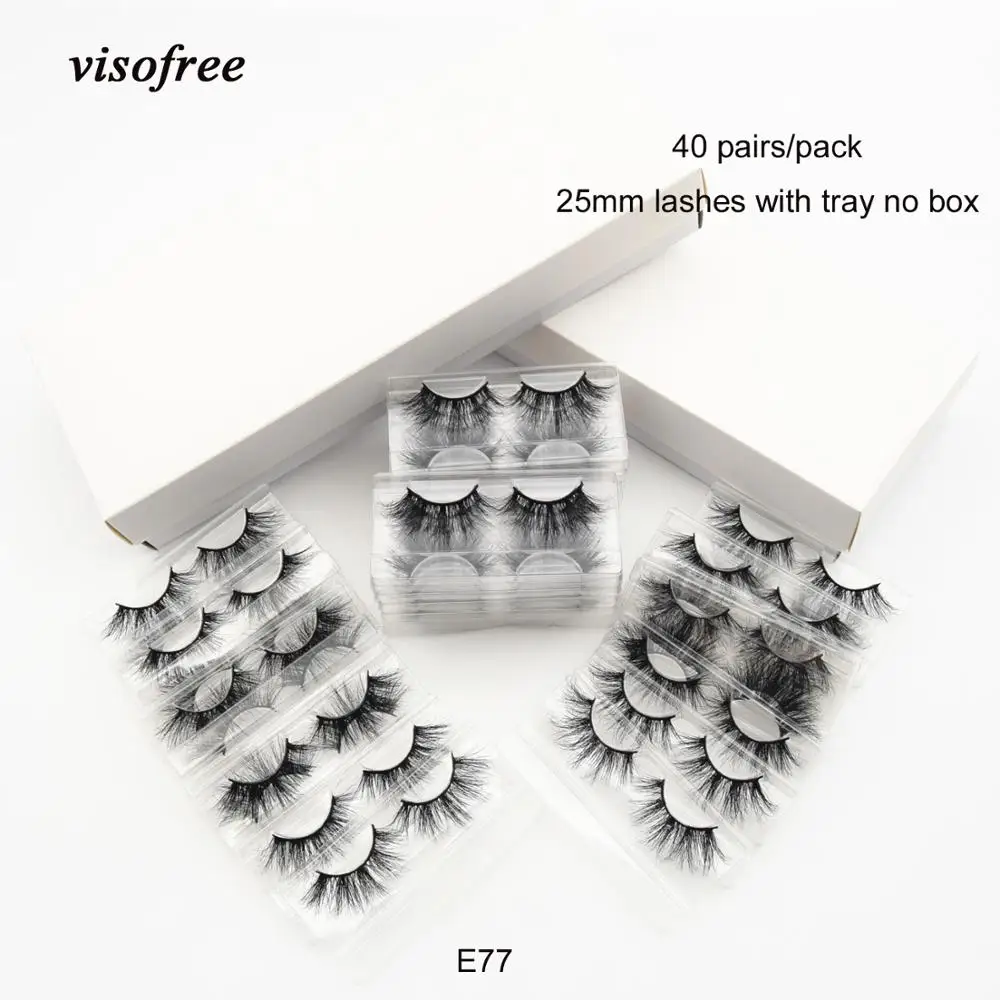 40 пар/лот visofree 25 мм накладные ресницы 3d норковые 100% безжалостные ручной