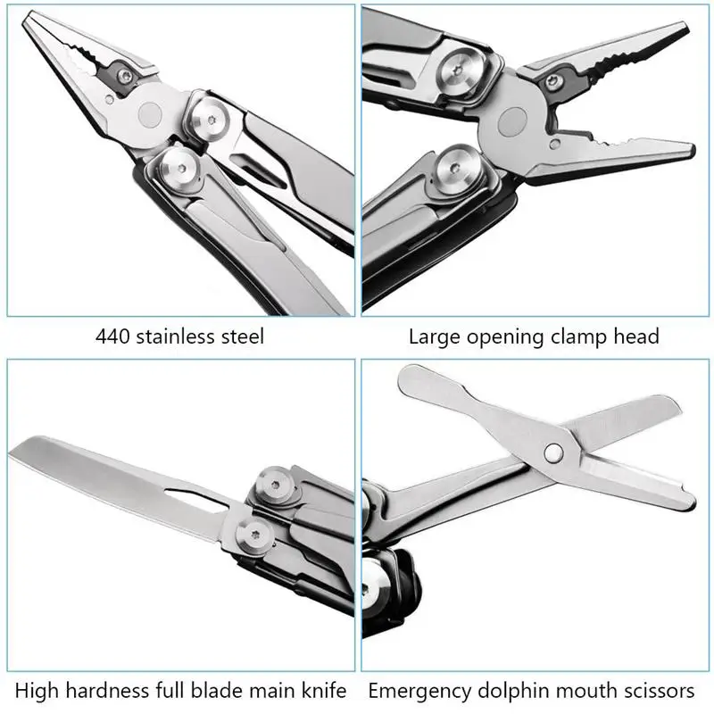 14 In 1 EDC Camping Multitool Plier Cable Wire Cutter Stripper Multi Tools Outdoor Camping Mini Portable Folding Knife Scissors