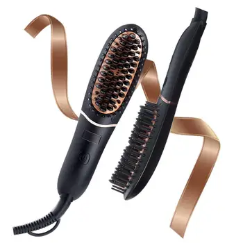 

Hair Straightener Brush Ionic Hair Straightening Brush with Anti-Scald and Auto Temperature Lock PTC Ceramic Beard Hair Brush