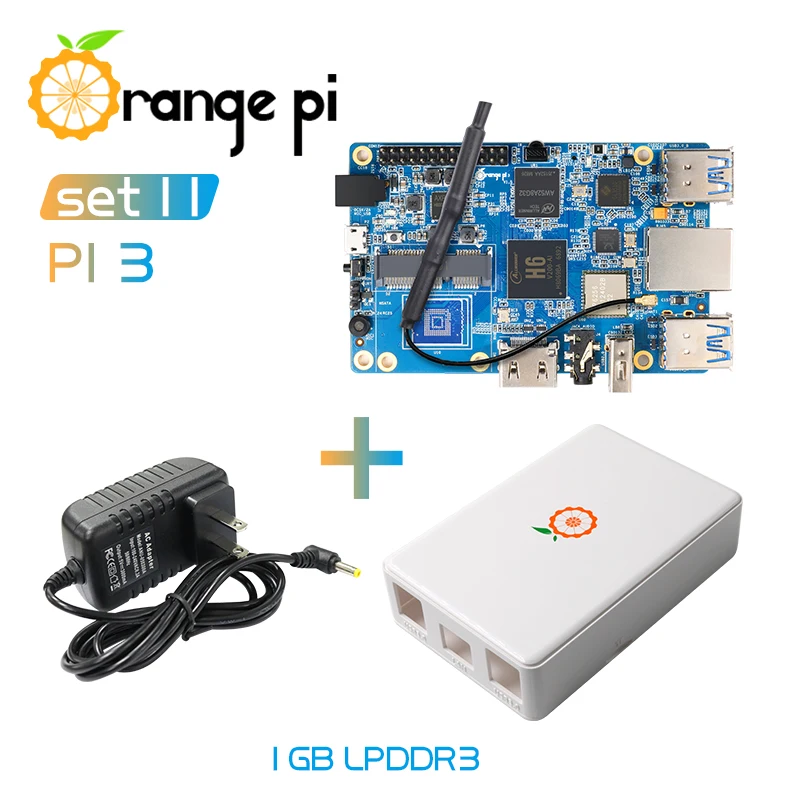 Orange Pi 3 комплекта 11: OPI 1G + источник питания защитный чехол поддержка Gigabit/wifi/BT/HDMI