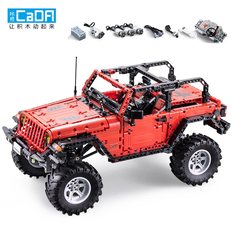 

DHL CaDA Remote Control Jeep Wrangler Adventurer Vehicle Off-Road RC Cars 1941PCS with LED Lights Motor Power Toys Gifts C61006