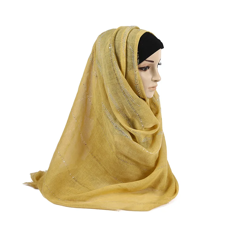 New Diamond Women Long Hijab Scarf Muslim Lady Hijab Caps Islam Clothing Turban Shawl Headscarves Hijab Underscarf Caps