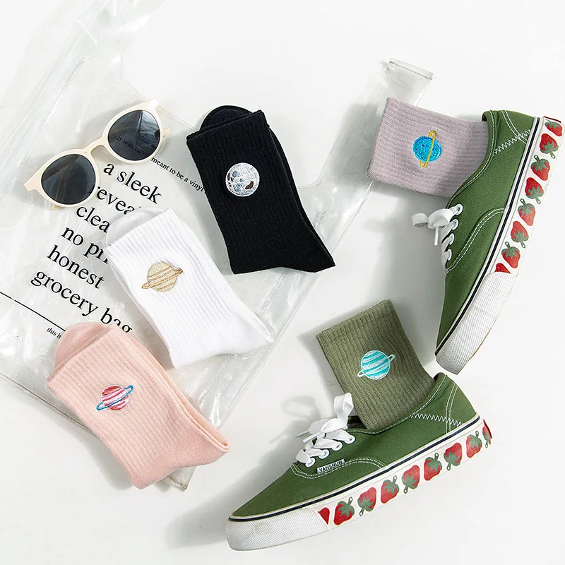 

Cute Japanese Harajuku Women's Socks Planet Magic Array Embroidered Stockings Korean Women's Cute Girl Socks Christmas Gifts