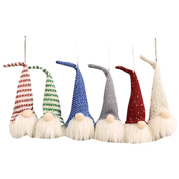 

Christmas Lighting Gnome Doll Pendant Santa Gnome Plush Doll Decorative Hanging Ornament Indoor Party Favor