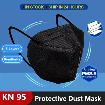 

Unisex Blacks KN95 FFP2 Masks 5 Layers Filter Dust Breathable Nonwoven Protective Mask Adult Face Mouth Caps Mascarillas