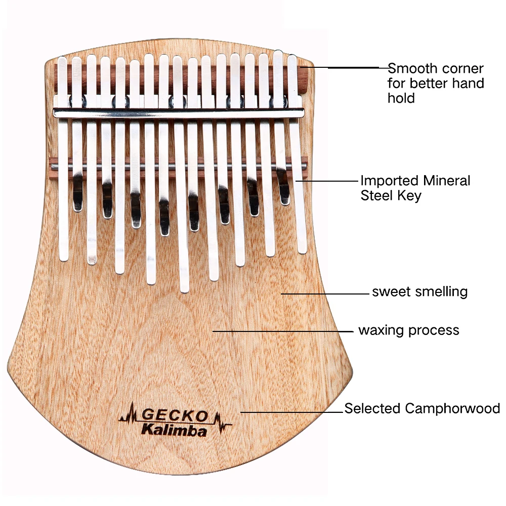 Kalimba com Instruções e Martelo Piano de Dedo Kalimba de 17 Tone Gecko Teclas Camphorwood Portátil Mbira c K17note - Image 6