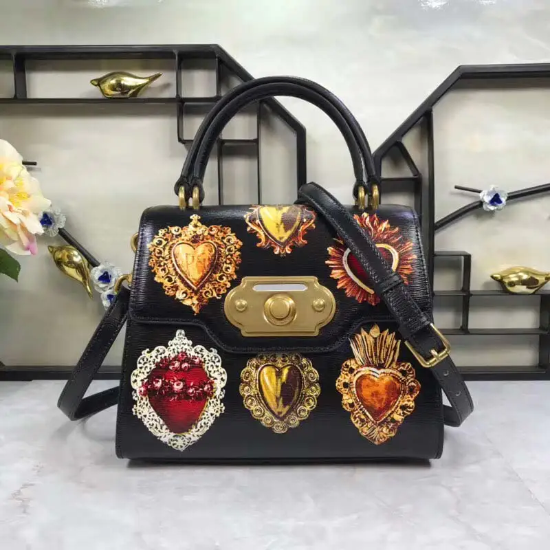 new love printed handbag flip color printed platinum bag - Цвет: Picture color