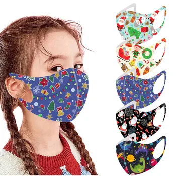 

5pc Children Christmas Mouth Mask for ProtectionWashable Earloop Mask breathable masque maska cover Face Mouth Mask mascarillas